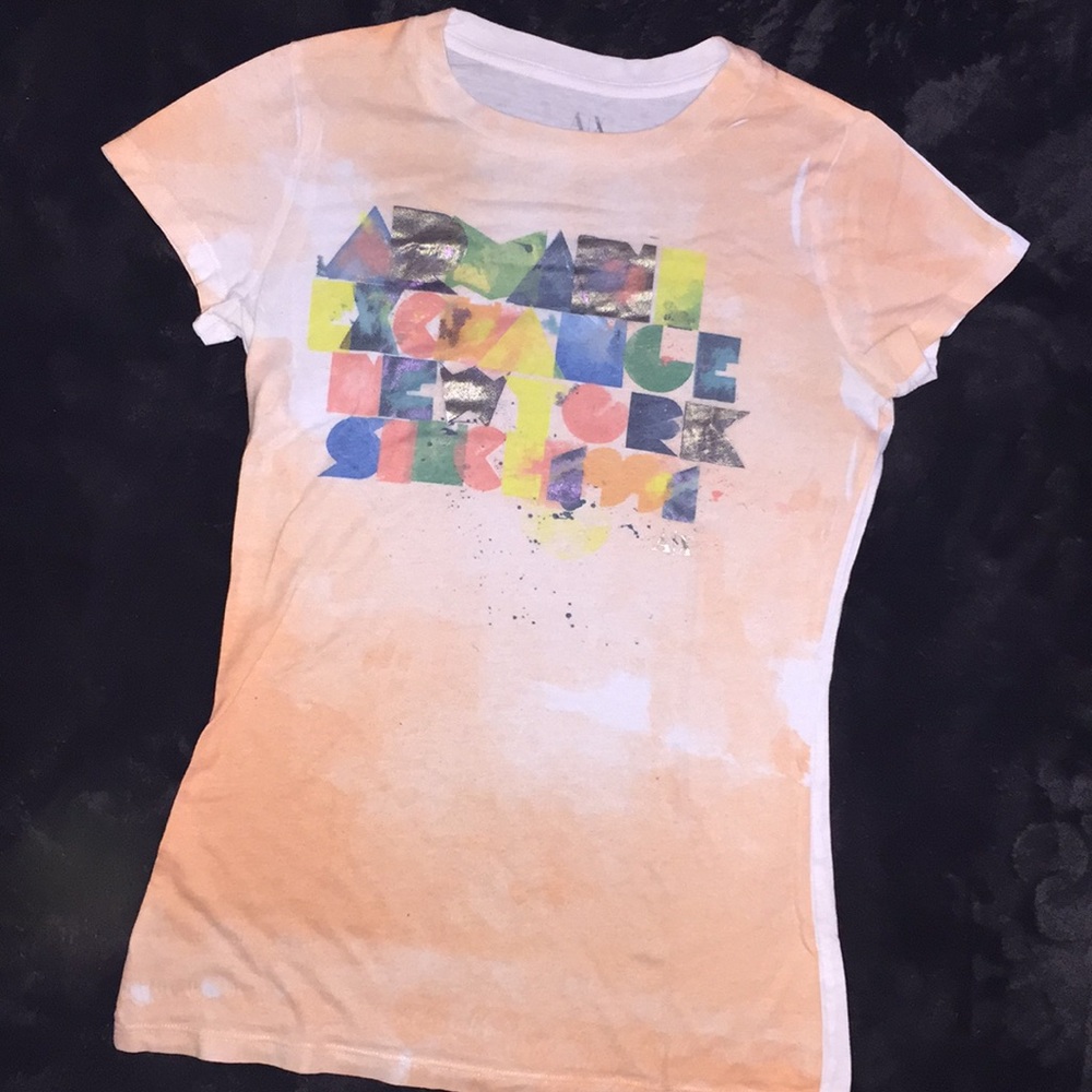 ARMANI EXCHANGE orange/white tee